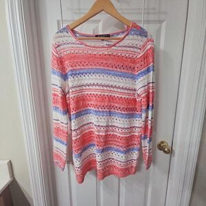 All At Once New York Open Stitch Striped Sweater